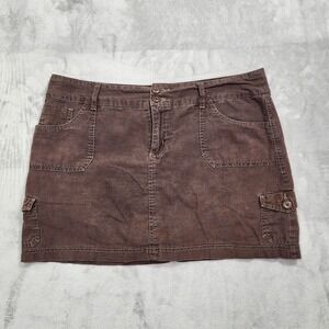 Beau Skort Womens 14 Brown Linen Cotton Twill Cargo Utility Skirt Shorts Casual